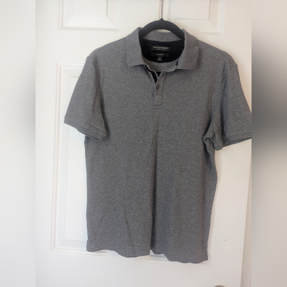 Banana Republic Luxury Touch Heather Gray Polo Shirt